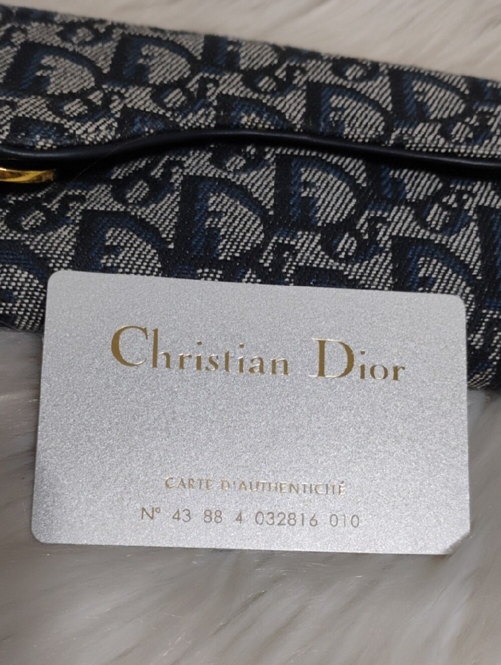 Christian Dior Navy Monogram Canvas Saddle Wallet W/Card - Picture 14 of 16